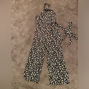 Women’s Halter Top Wide Leg Silky Jumpsuit NWT